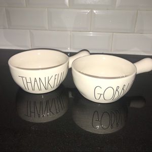 NEW Set of Rae Dunn Thankful and Gobble Soup Bowls